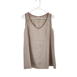 Kleen Women's Silk Linen Blend Tank Top Tan Lagenlook  - M